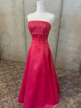 Cache Y2K Pink Rhinestone Embellished Princess Prom Dress 2000s Glam Size 6
